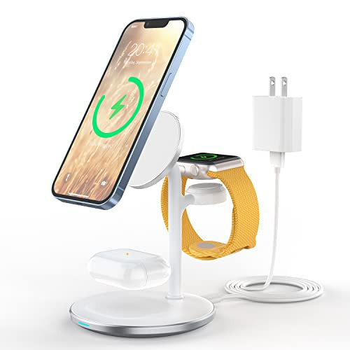 3 in 1 Wireless Charging Station for Multiple Devices, 15W Fast Wireless Mag-Safe Charger Stand f... | Amazon (US)