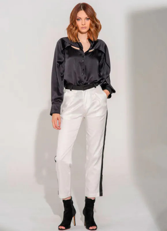 Lahive Rhodes Tuxedo Pant - White - XXS | Verishop