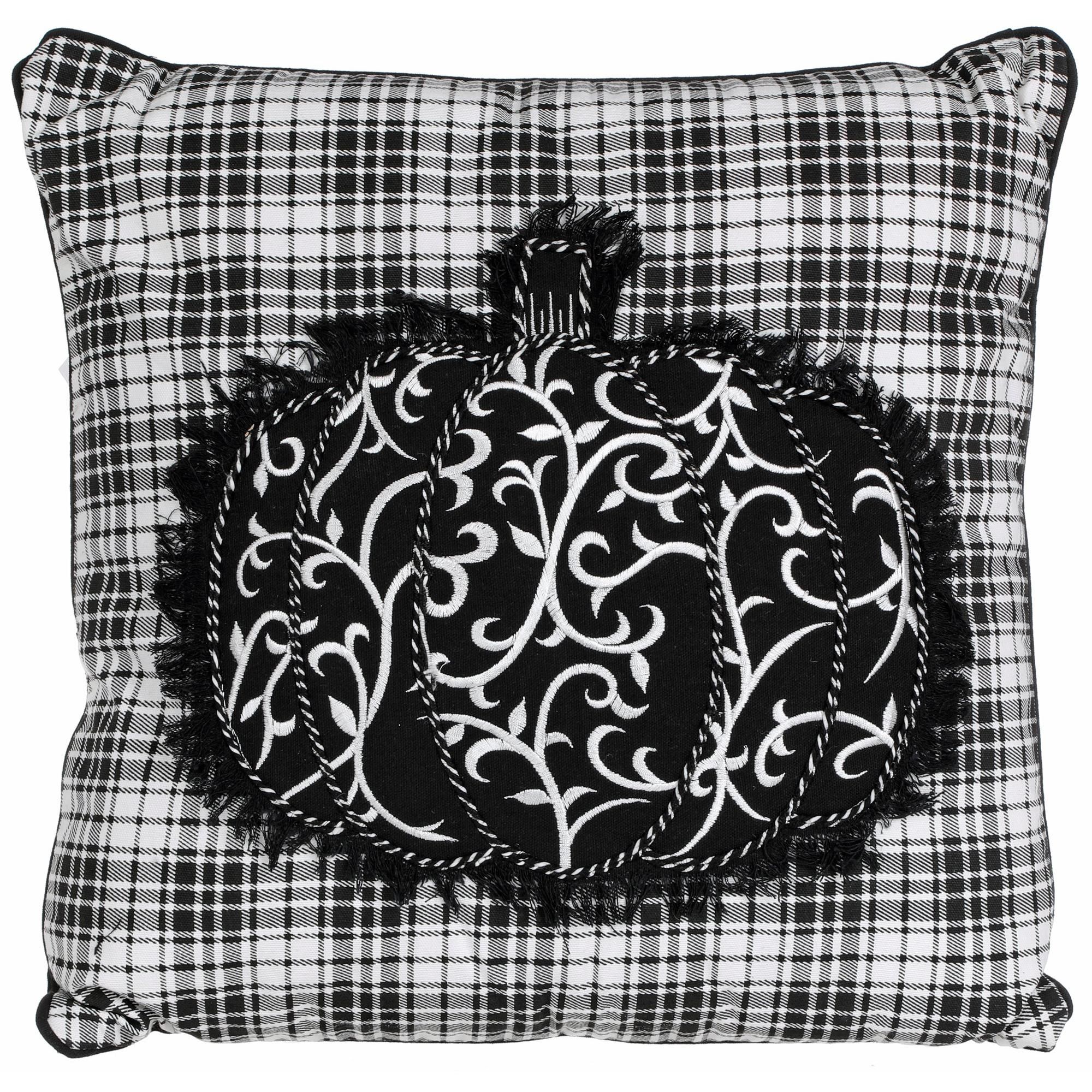 18x18 Embroidered Pumpkin Throw Pillow - Black-Black-4178966169201   | Burkes Outlet | bealls