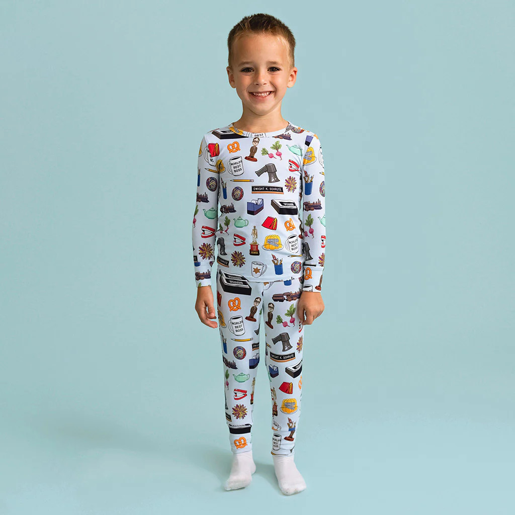 Dunder Mifflin Blue Long Sleeve Toddler Pajamas | The Office | Posh Peanut
