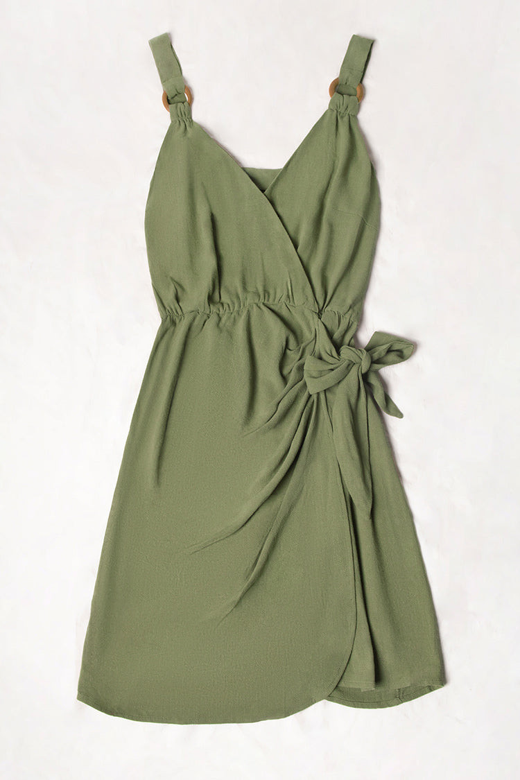Jeanette Green O-ring Wrap Tie Waist Dress | Cupshe
