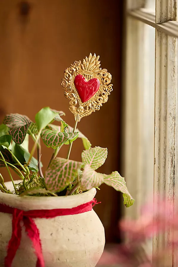 Enameled Filigree Heart Medallion Stake | Anthropologie (US)