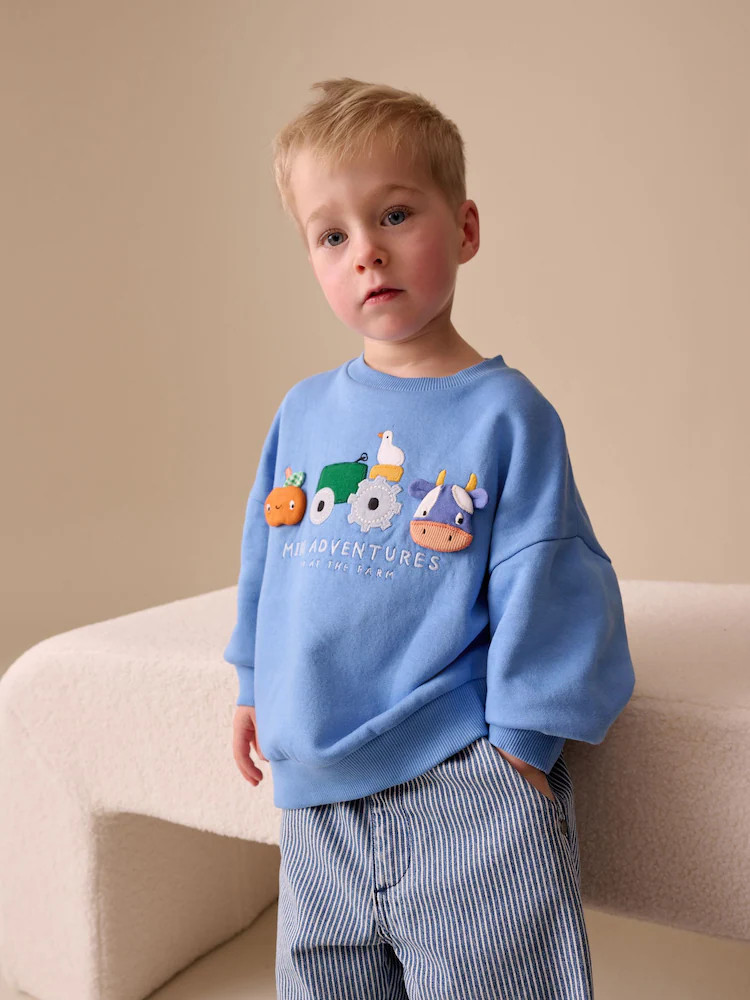 Blau, Bauernhoftiere - Sweatshirt mit durchgehendem Print und Rundhalsausschnitt (3M.–7 J.) | Next EU