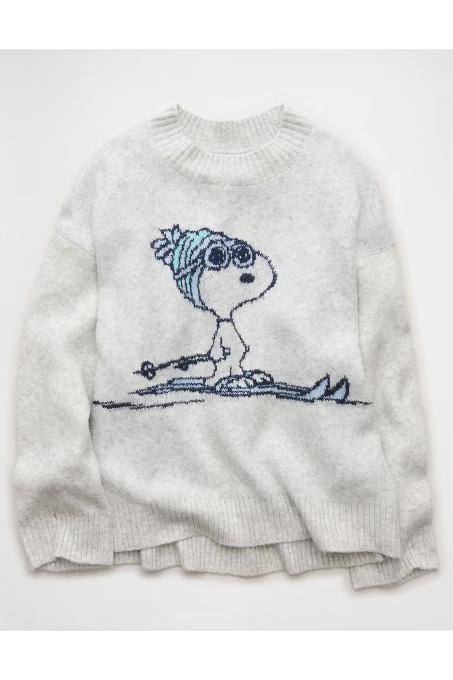 AE Oversized Snoopy Graphic Sweater Women's Grey XXS | American Eagle Outfitters (US & CA)