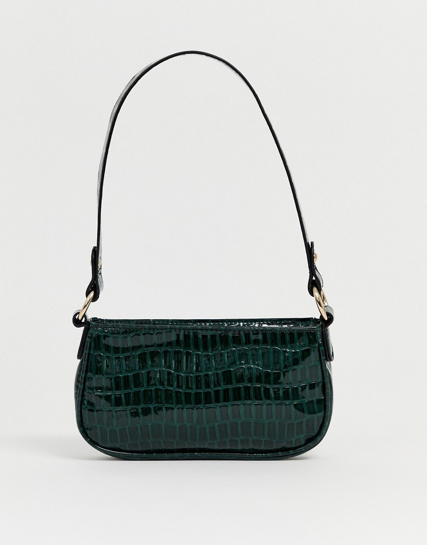 ASOS DESIGN croc effect 90s shoulder bag-Green | ASOS (Global)