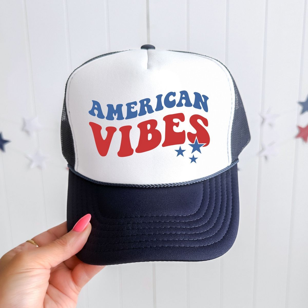 Simply Sage Market American Vibes Wavy Stars Foam Trucker Hat | Target