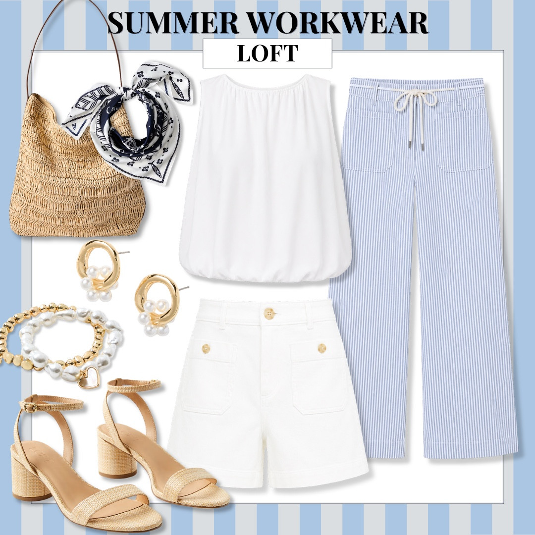 Summer workwear that keeps you cool and polished. These Loft pieces make getting dressed for the office easy with lightweight fabrics, classic stripes, crisp whites, and versatile accessories you’ll wear all season long.

LOFT workwear, summer office outfit, business casual style, office fashion, striped pants, white shorts, sleeveless blouse, workwear essentials, summer outfit ideas, professional style, capsule wardrobe, Audrie Dollins

#LTKWorkwear #LTKOver40 #LTKSeasonal