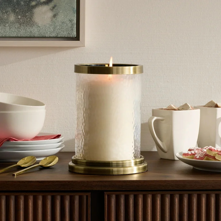 Better Homes & Gardens Clear & Brass Glass Hurricane Candle Holder, 4" | Walmart (US)