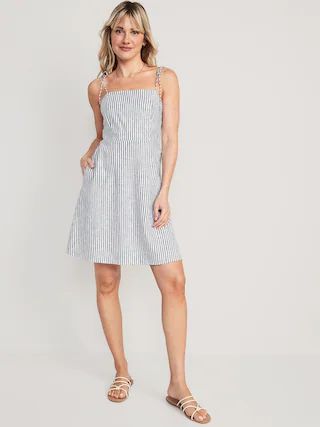 Fit & Flare Matching Tie-Strap Mini Dress for Women | Old Navy (US)