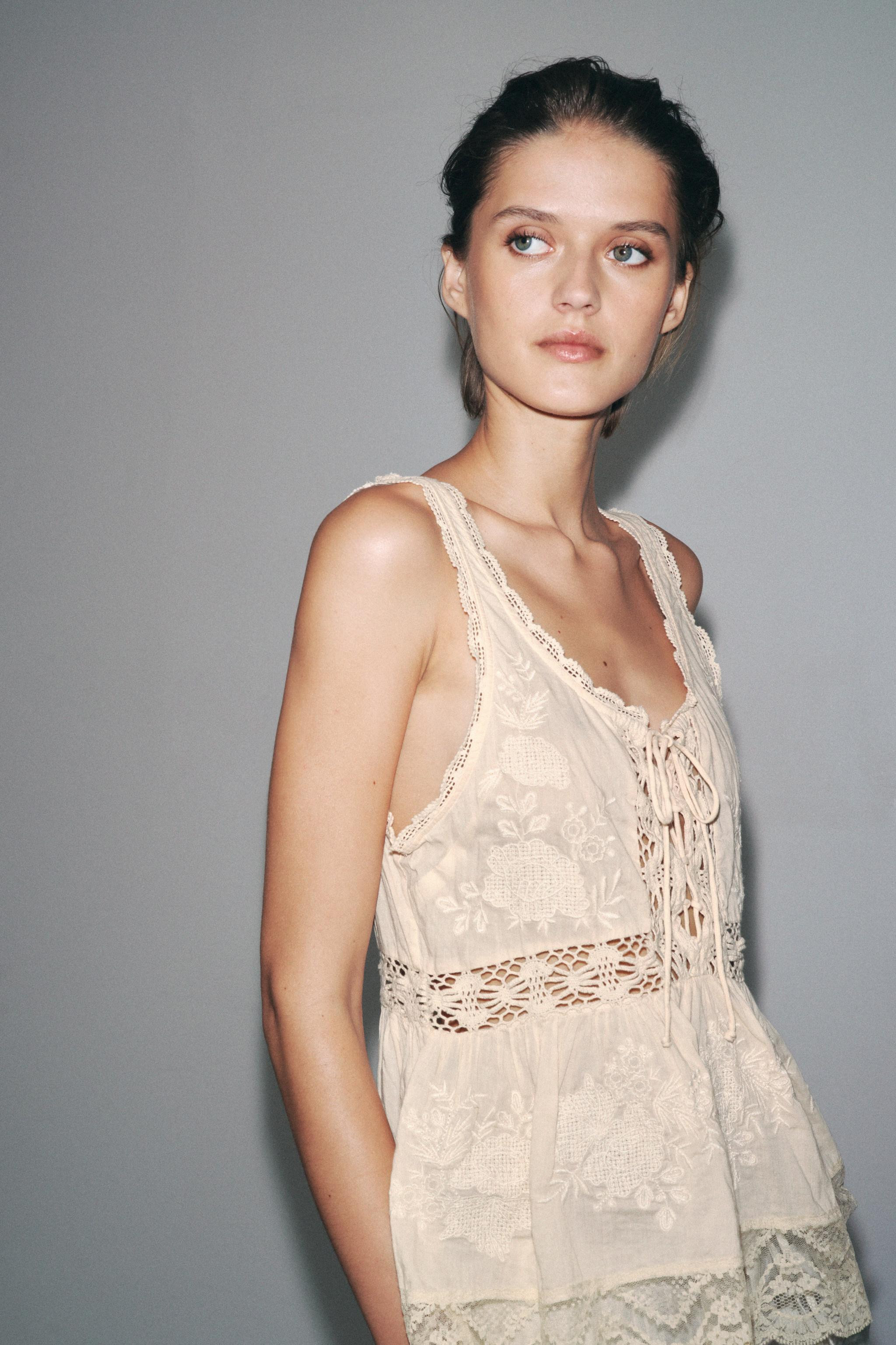 ZW COLLECTION EMBROIDERED ROMANTIC TOP | Zara UK