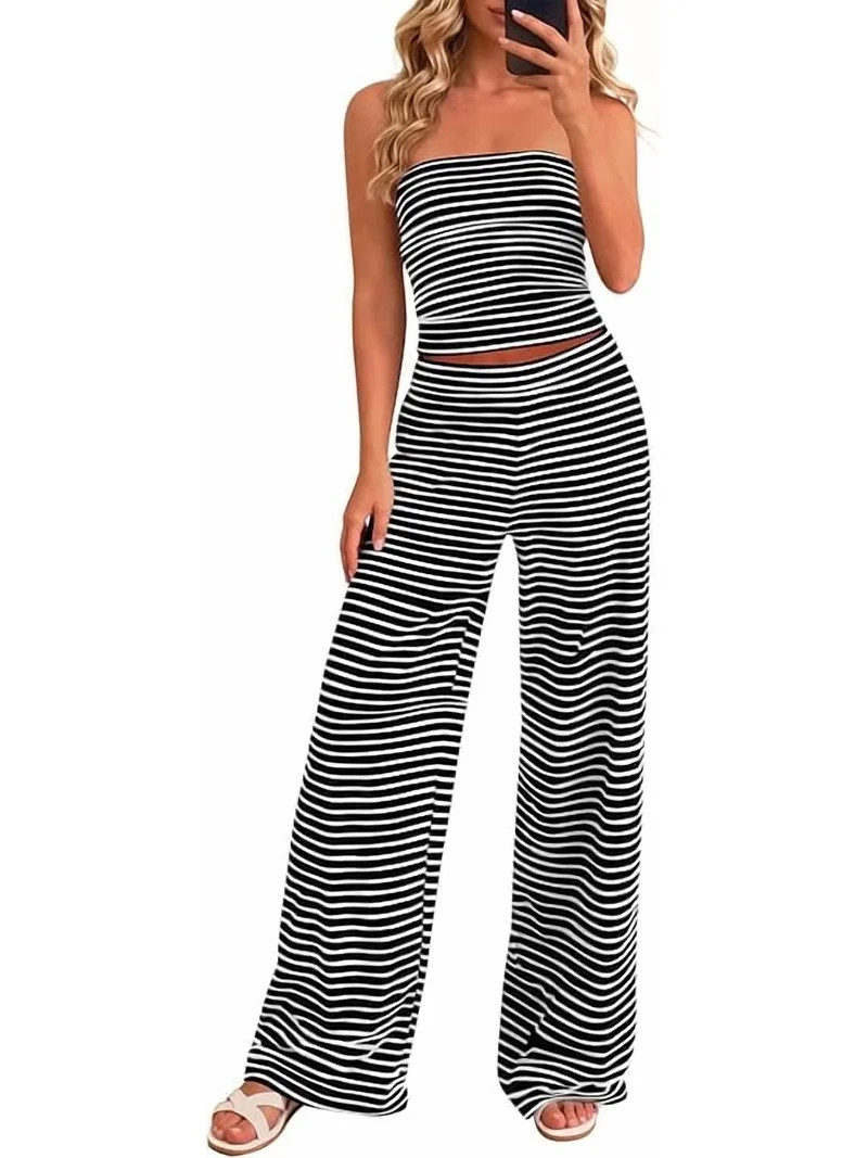 PRETTYGARDEN Summer Sets Women 2 Piece Outfits Matching Striped Loungewear Spring Airport Travel ... | Walmart (US)