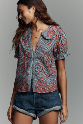 The Keira Gingham Blouse by Pilcro | Anthropologie (US)