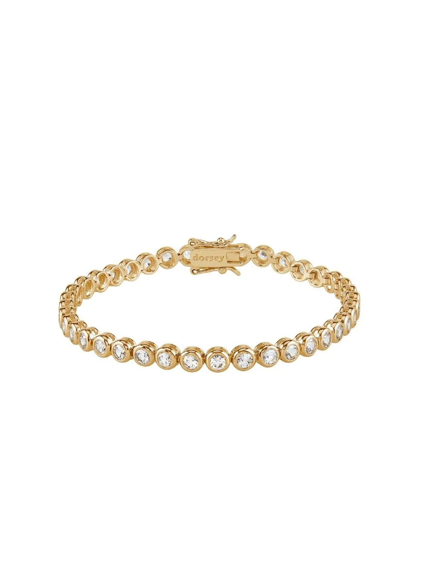 JAMES BEZEL 3.25MM, LAB-GROWN WHITE SAPPHIRE GOLD RIVIÈRE BRACELET | Dorsey