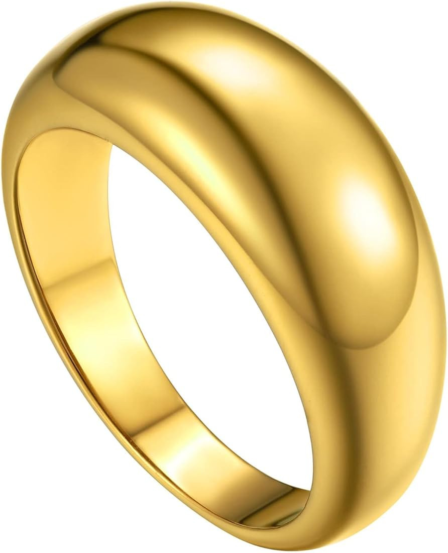 GoldChic Jewelry Bold Chunky Dome Ring for Women, Stainless Steel Stacking Croissant Statement Ri... | Amazon (CA)