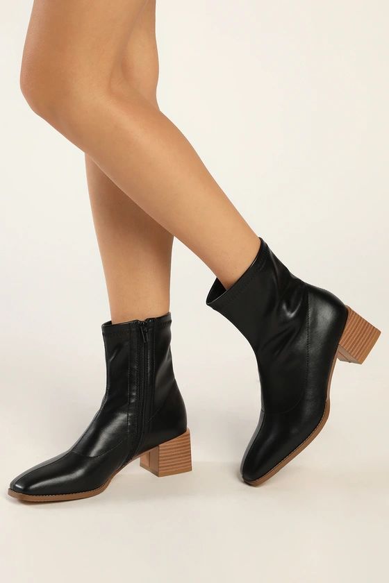 Henleyy Black Square Toe Ankle Boots | Lulus (US)