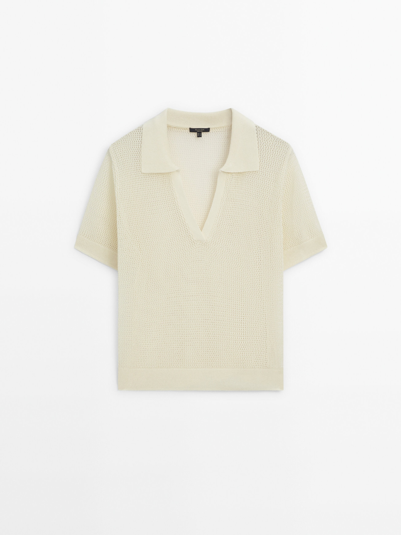Mesh polo shirt with short sleeves | Massimo Dutti US