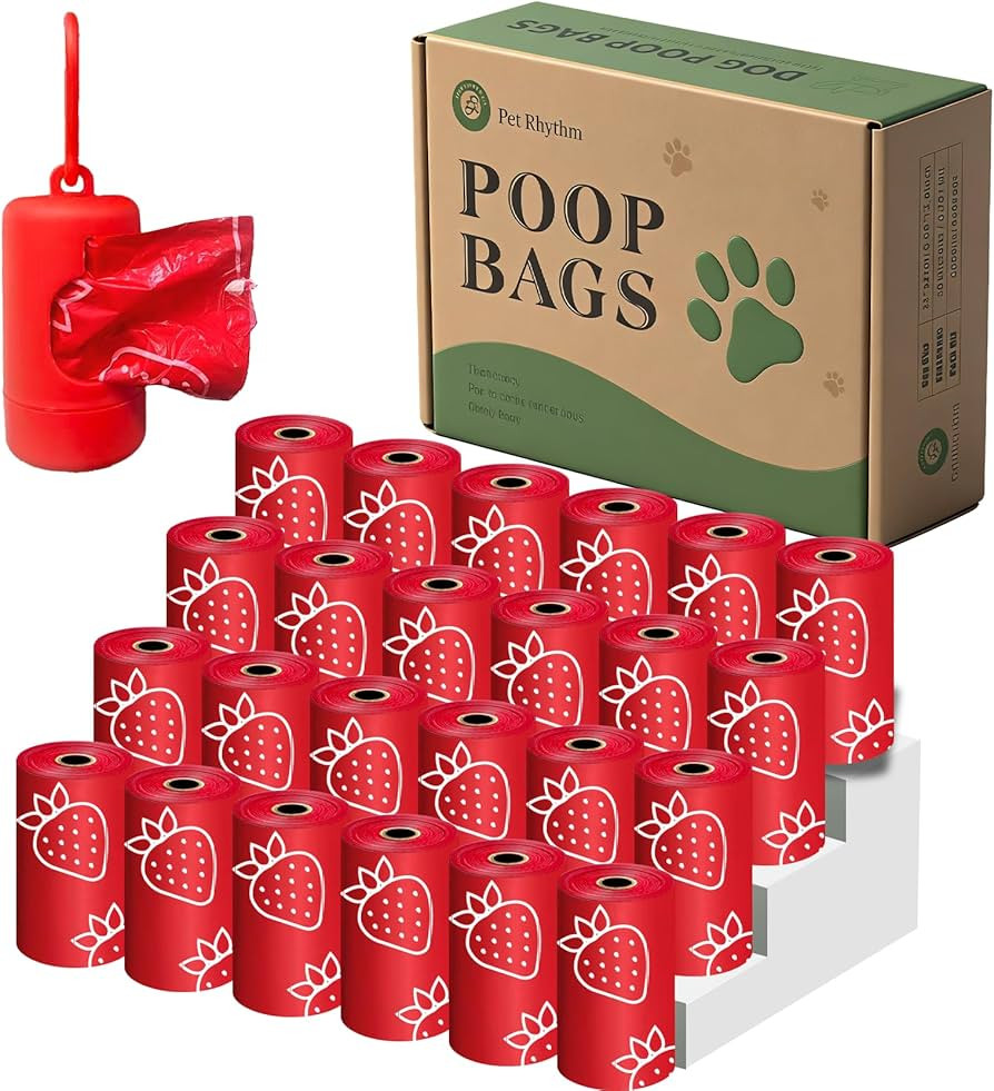Amazon.com : Pet Rhythm Strawberry Scented Dog Poop Bags - 360 counts red Pet Waste Bags with Dis... | Amazon (US)