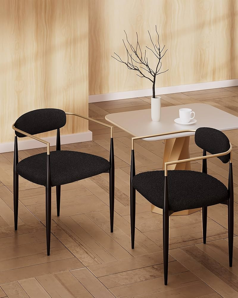 Morden Fort Black Modern Dining Chairs, Boucle Armchair Set of 2 for Kitchen, Reception Room, Liv... | Amazon (US)