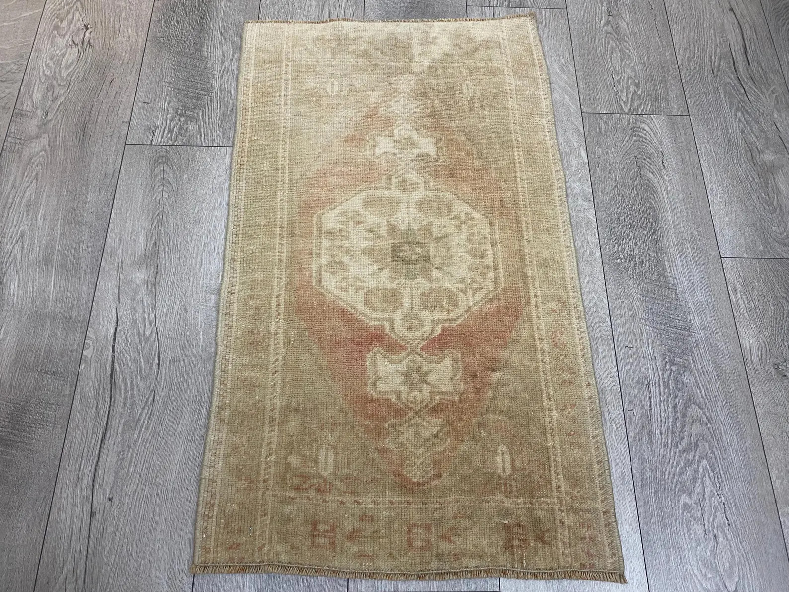 Small vintage rug, Neutral rug, Muted rug, Pastel rug, Doormat rug, Oushak rug, Bohemian rug, Tur... | Etsy (Global)