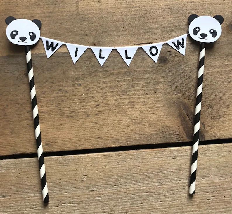 Panda Cake Topper Cake Bunting  Personalised | Etsy | Etsy (UK)