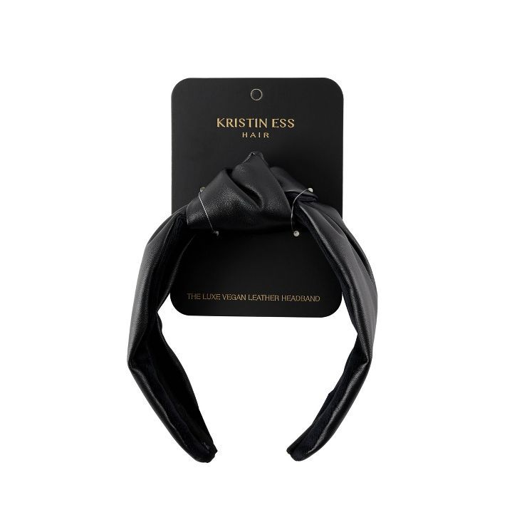 Kristin Ess The Luxe Vegan Leather Headband - Black | Target
