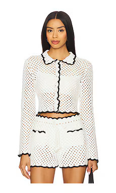 Stone Cold Fox x REVOLVE Holly Hand Crochet Collared Shirt in Ivory & Black from Revolve.com | Revolve Clothing (Global)