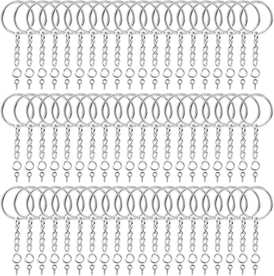 Audab 360Pcs Keychain Bulk, 120Pcs Keychain Rings with Chain and Open Jump Ring with Screw Eye Pi... | Amazon (US)
