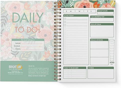 to Do List Daily Task Checklist Planner Time Management Notebook by Bright Day Non Dated Flex Cov... | Amazon (US)