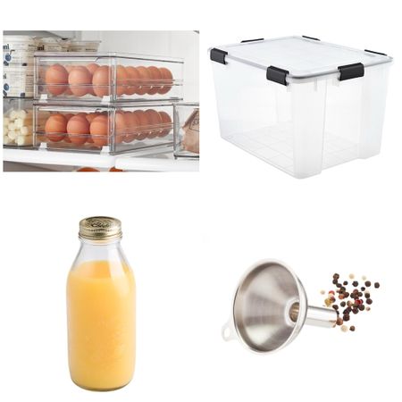 Organization. Refrigerator egg storage. Glass liquid jar. Spice rack. Storage bin  

#LTKfindsunder50 #LTKsalealert #LTKhome