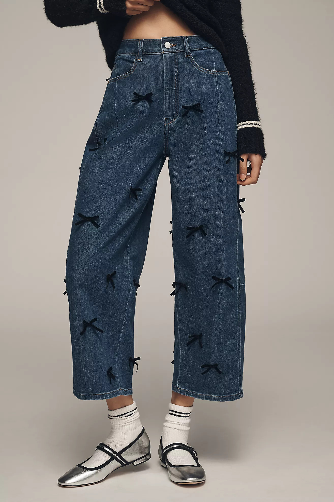 The Kenna Mid-Rise Heritage Barrel Jeans by Pilcro: Bow Edition | Anthropologie (US)