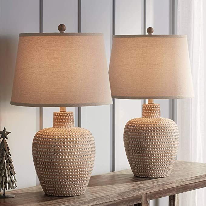 Regency Hill Glenn Rustic Southwestern Style Pot Table Lamps 27" Tall Set of 2 Dappled Sandy Beig... | Amazon (US)