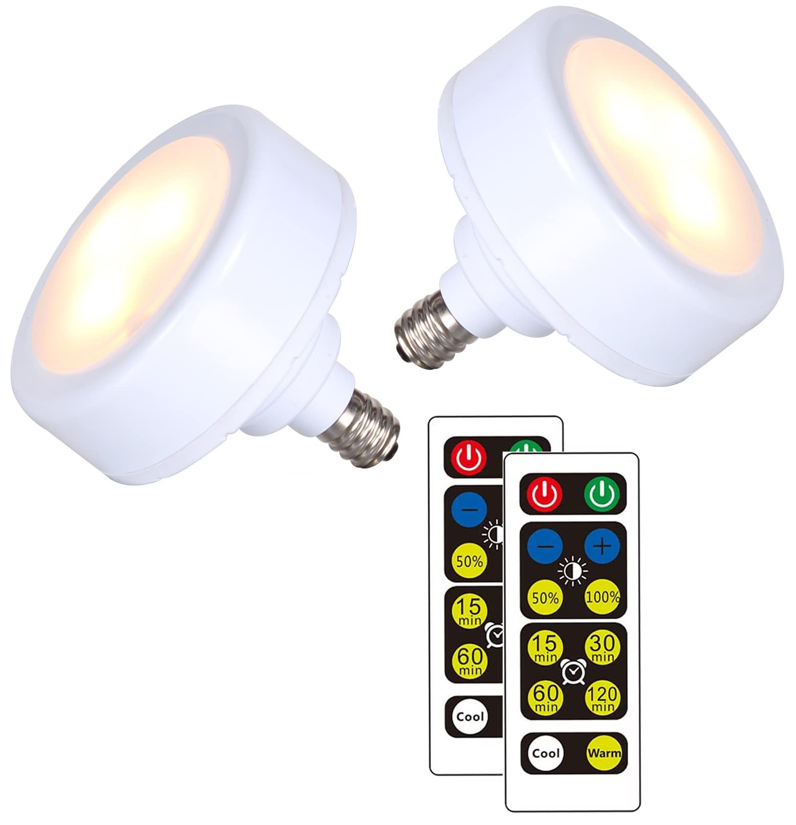 E12 Battery Operated Light Bulb,Screw in Puck Lights with Remote,Battery Powered LED Light Bulbs ... | Amazon (US)