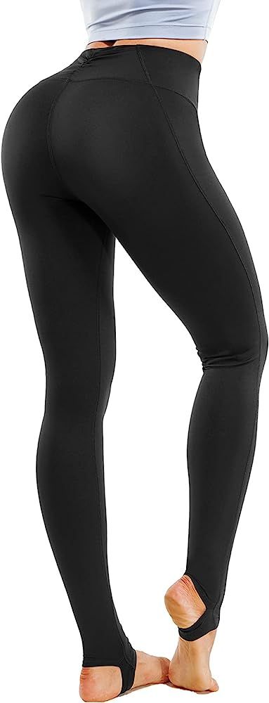LEINIDINA Women's Stirrup Leggings High Waist Yoga Pants for Women Pocket Extra Long Over The Heel L | Amazon (US)
