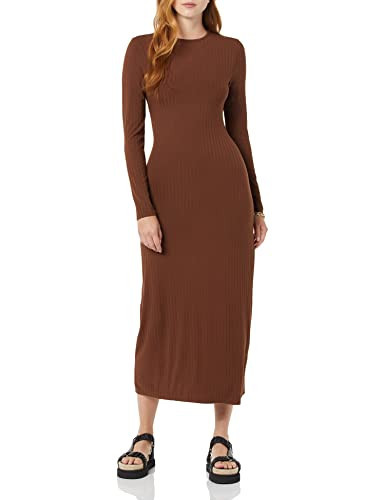 Amazon Essentials Women's Wide Rib Open Back Long Sleeve Dress (Previously Daily Ritual), Chocolate, Large | Amazon (US)