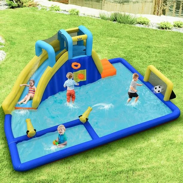 Gymax Inflatable Water Slide Bounce House Climbing Wall without Blower - Walmart.com | Walmart (US)