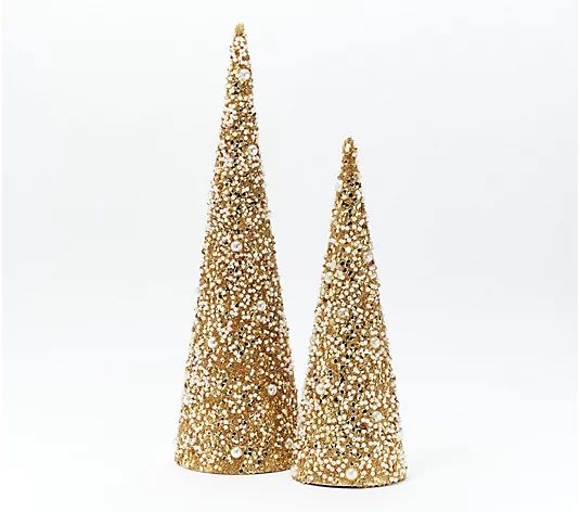 Inspire Me! Home Decor Set of 2 Glitter and Pearl Trees | QVC