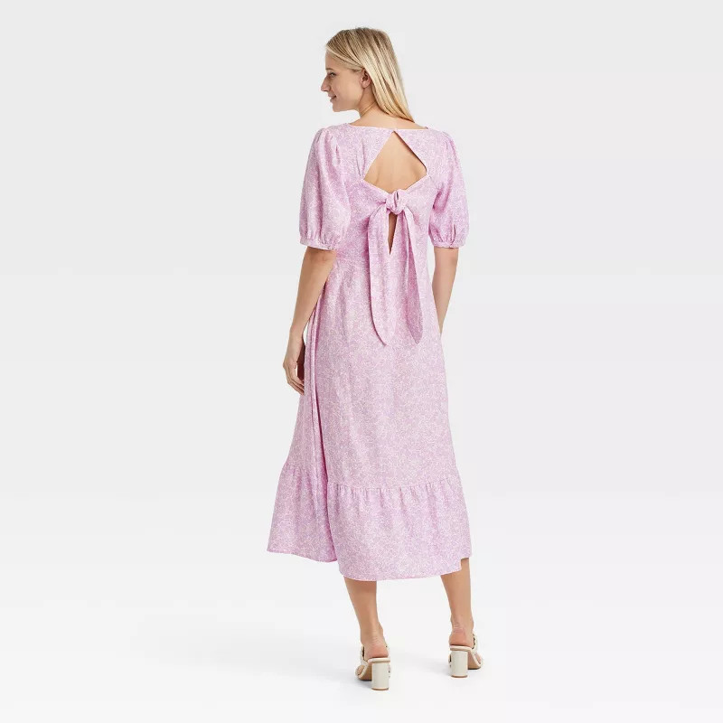 Women's Bishop Elbow Sleeve Tie-Back Dress - Who What Wear™ | Target