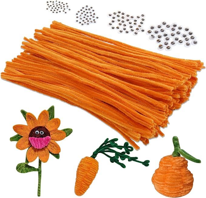 150 PCS of Pipe Cleaner Chenille Rod, Orange Pipe Cleaner, with Eyes, Used for Children's DIY Pro... | Amazon (CA)