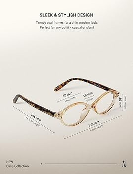 TIJN Olisa Blue Light Blocking Glasses for Women Men,Oval Glasses Frame Bluelight Glasses for Gam... | Amazon (US)