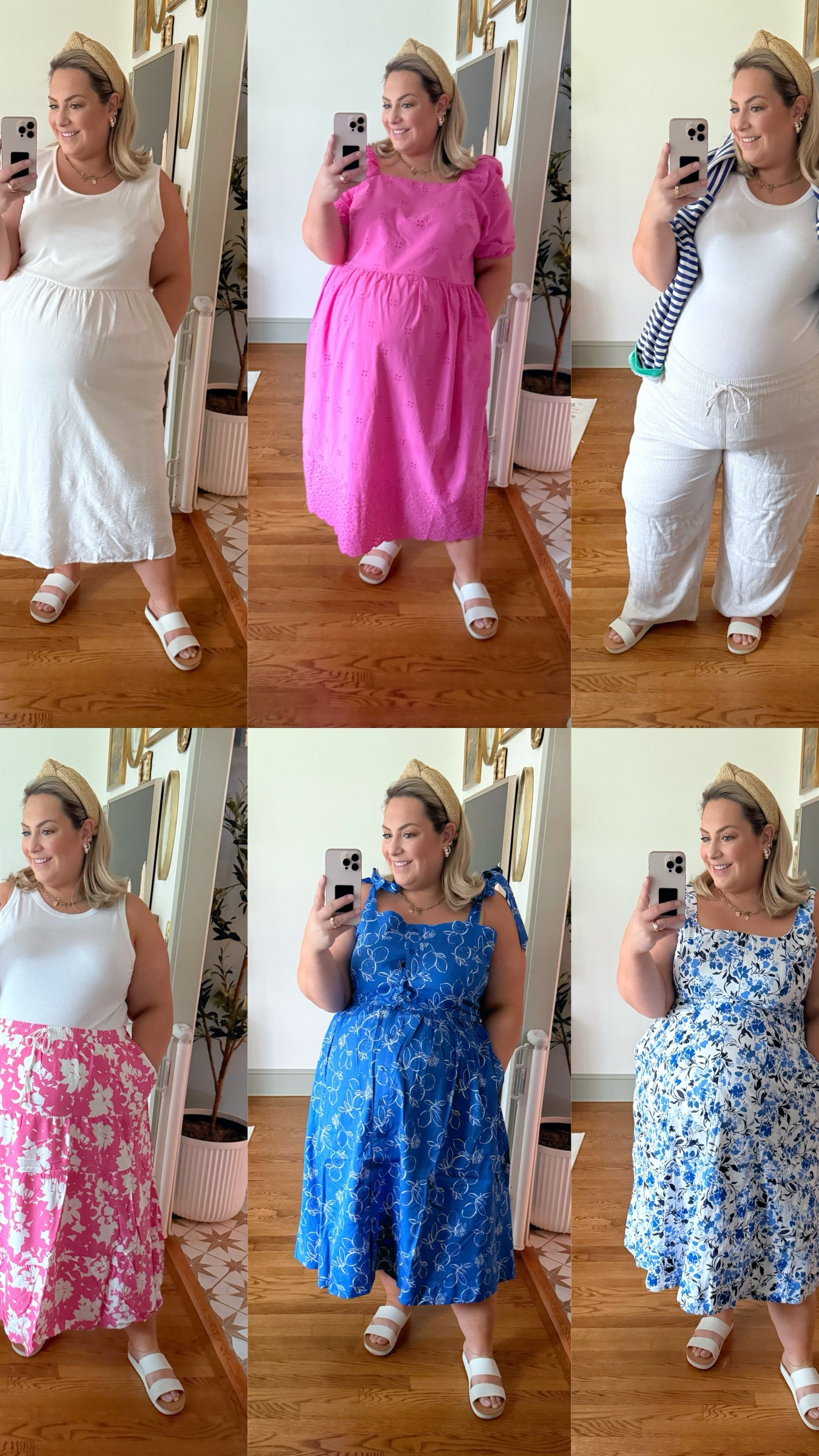#walmartpartner SO excited to share some new arrivals from @walmart🎉 
White Dress: 2X
Pink Dress: 2X could do the 1X
Tank & Linen pants: 2X & 3X
Tank & Pink skirt: 2X & 3X
Blue Dress: 2X
Blue & White Floral Dress: XXXL
#walmartfashion 

#LTKPlusSize #LTKStyleTip #LTKFindsUnder50