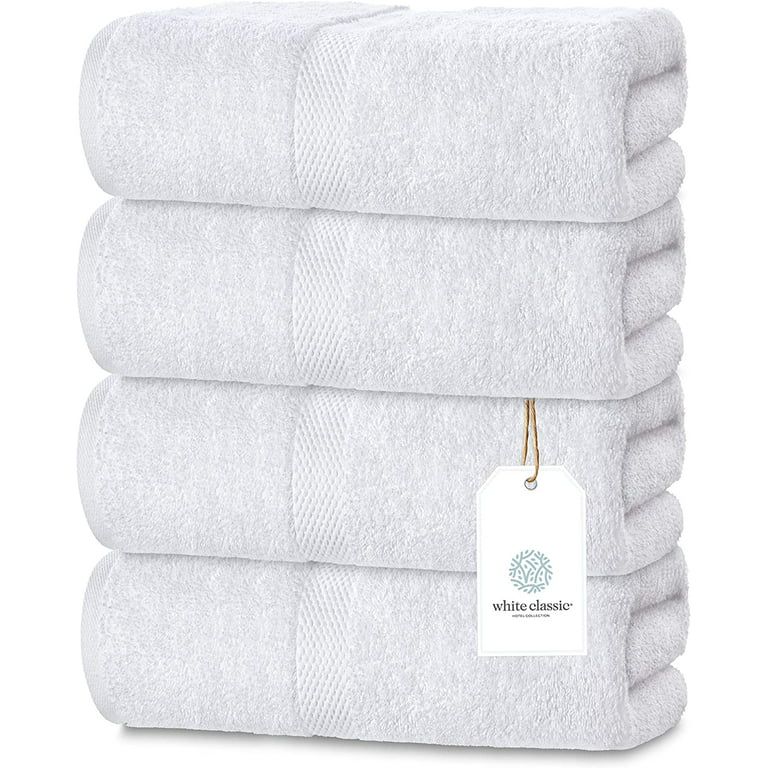 White Classic Luxury Bath Towels - Cotton Hotel spa Towel 27x54 4-Pack White | Walmart (US)