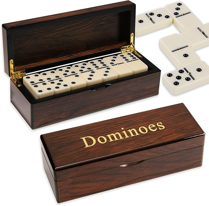 Double 6 Dominoes Gift Set 28 Tiles with Spinner in Wooden Box | Amazon (US)