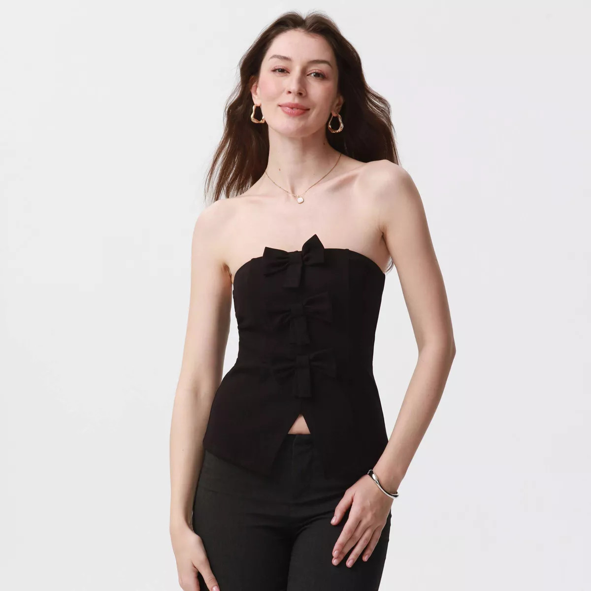 Women's Strapless Bows Tube Top - A New Day™ Black | Target