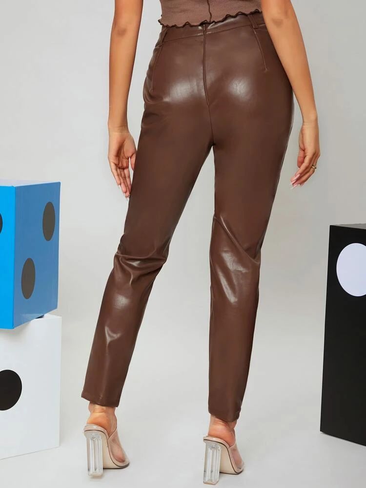 SHEIN High Waist Skinny PU Leather Pants | SHEIN