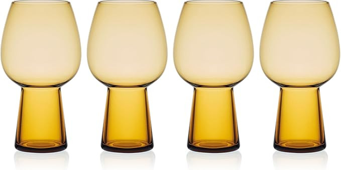 Mikasa Phoebe Goblet Beer Beverage Glass, Set of 4, Amber | Amazon (US)