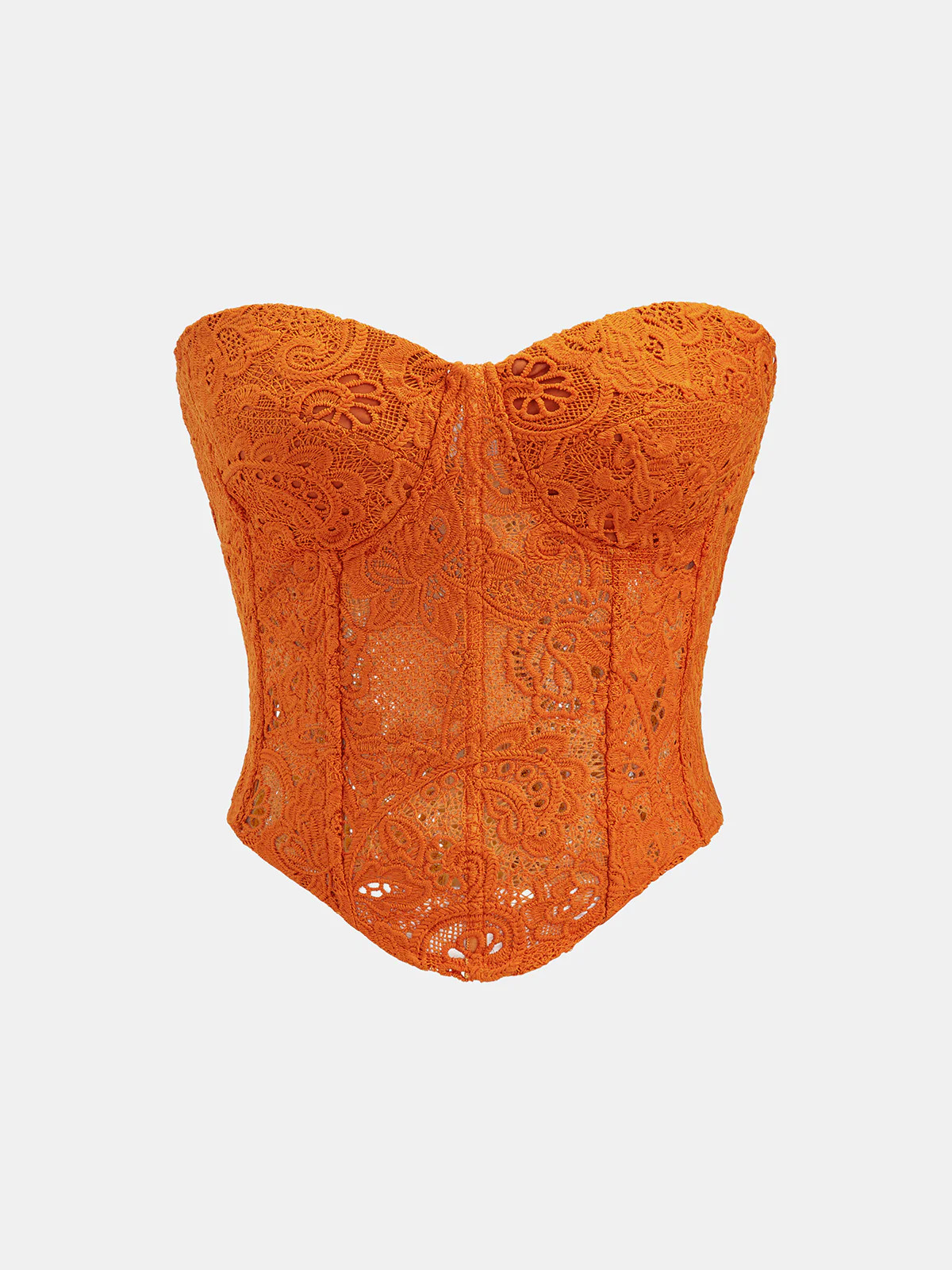 Guipure Lace Sweetheart Neck Corset Top | Commense