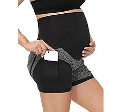 Maacie Maternity Active Shorts Workout Running High Waist 2 in 1 Quick-Drying Shorts | Amazon (US)