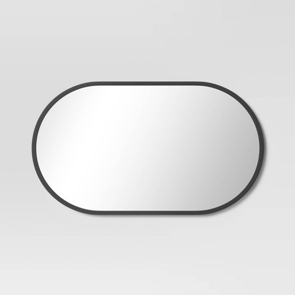 16&#34; x 28&#34; Metal Oval Pill Mirror Black - Threshold&#8482; | Target