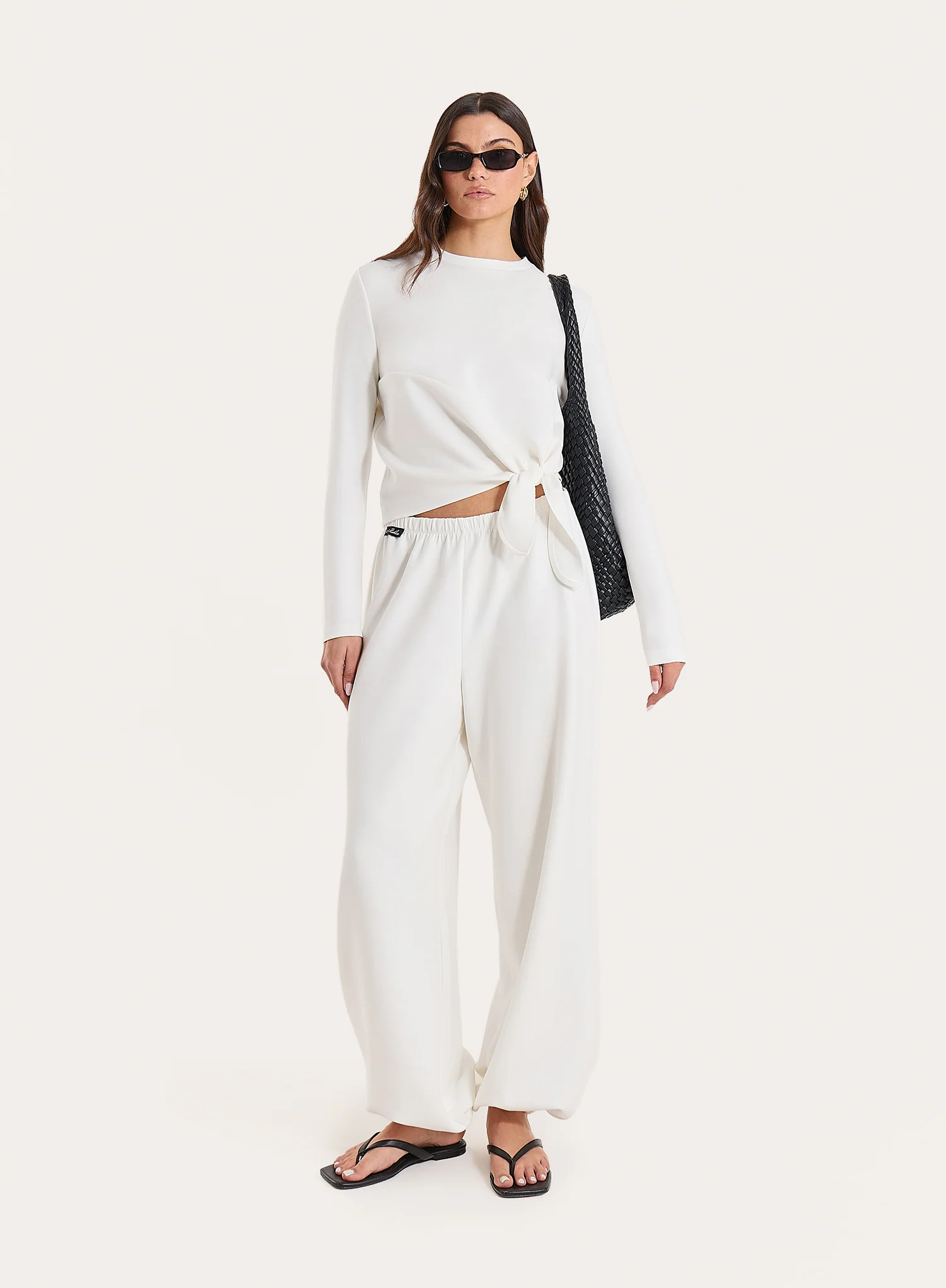 Women's White Modal Balloon Leg Trousers | Breeze | 4th & Reckless | 4th & Reckless