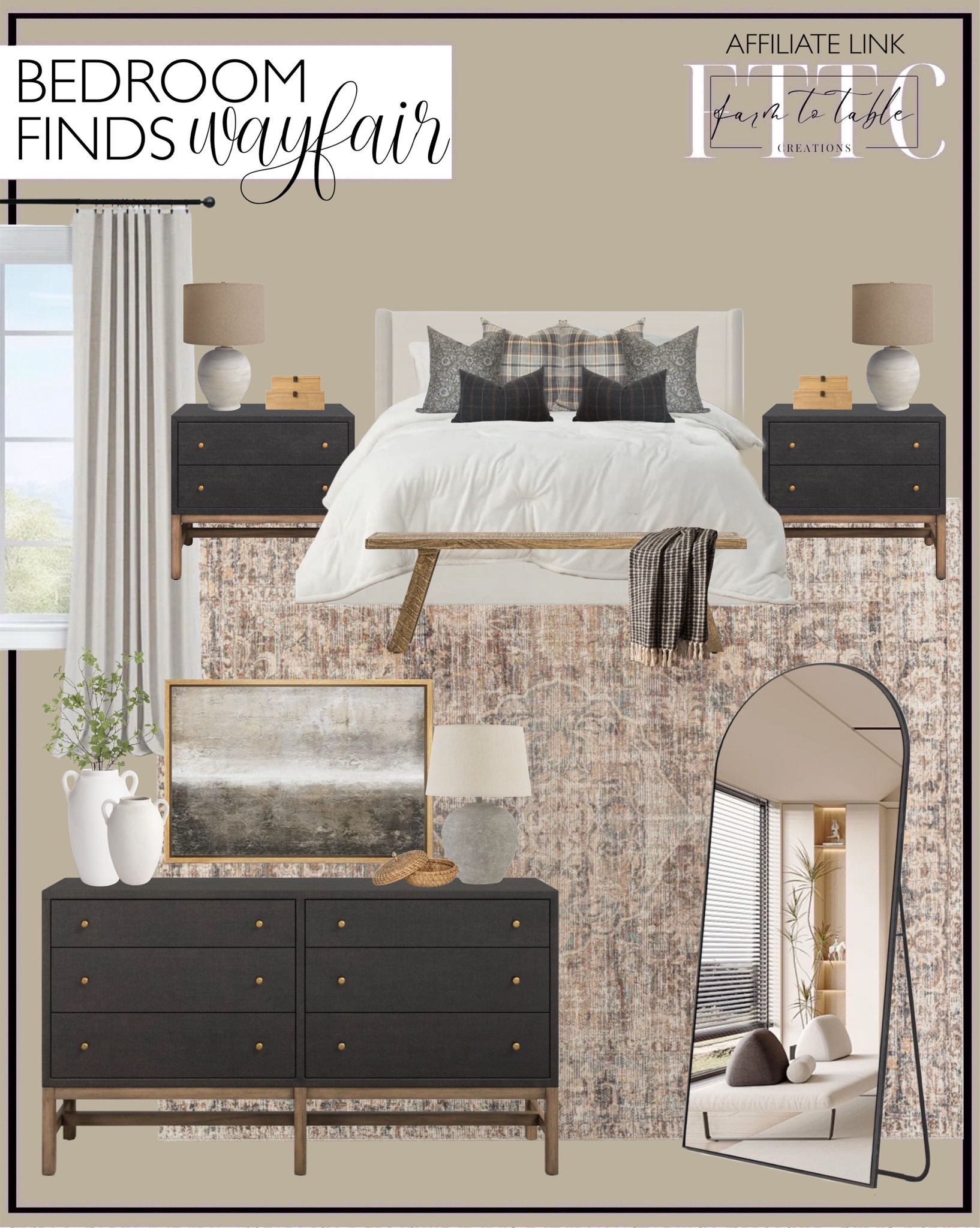 Wayfair Bedroom Finds. Follow @farmtotablecreations on Instagram for more inspiration.

Hakana 6 Drawer Raffia Dresser. Hakana 2 - Drawer Raffia Nightstand. King Upholstered Wingback Bed. Wait Oh What Coma Inducer Microvelvet Oversized Comforter Set. Becki Owens x Livabliss Marlene Vintage Dark Brown Area Rug. Linen Textured Thermal 100% Blackout Curtains for Bedroom. Audelio Unfinished Rustic Solid Wood Bench. Malesha Modern Arched Full Length Metal Floor Mirror Standing Mirror. Minimal Landscape " Minimal Brown Brush Stroke Pastel Abstract Landscape Contemporary Art Living Room Office. Arboles Ceramic Table Lamp. Skila Composite Table Lamp. Fleetwood 2 Piece Handmade Wooden Decorative Box Set. Amelia Wicker Decorative Box. Theola Handmade Ceramic Table Vase. 2 Pcs Artificial Greenery Stems. Stonewall Throw Blanket. Pillow covers. 

Living Room | Bedroom Furniture | nightstands | Home Decor| Fireplace Decor | Spring Refresh |  Bedroom Finds | Neutral Stems | Spring Stems | Bookshelf Decor | Bedroom Space | Cozy Corner | Bathroom | Curated Entryway | Spring  Decor | End of Year Clearance | Trending Decor | Viral Decor | Amazon Holiday | Bedroom corner | Coffee Table Decor | Neutral Decor | Fall Stem Sale | Target Finds | Skinny Bench | Bedroom | Living Room | Breakfast Nook | Amazon Home | Target Sale | Loloi Rugs | Magnolia Home | console table | console table styling | faux stems | entryway space | front porch decor | neutral decor | entryway decor | cozy home | affordable decor |  home decor | home inspiration | console styling | entryway rug | cozy moody home | moody home decor | neutral home | bathroom decor | living room | spring decor | Hearth & Hand | Studio McGee



#LTKSaleAlert #LTKHome #LTKFindsUnder50